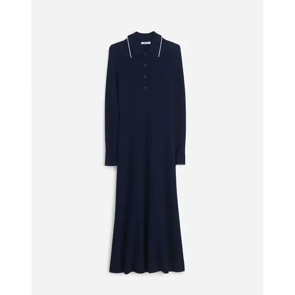 $148 New Madewell Ribbed Long Sleeve Midi Dress - Navy XS